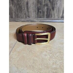 Allen Edmonds Chili Leather Belt with Brass Buckle 42